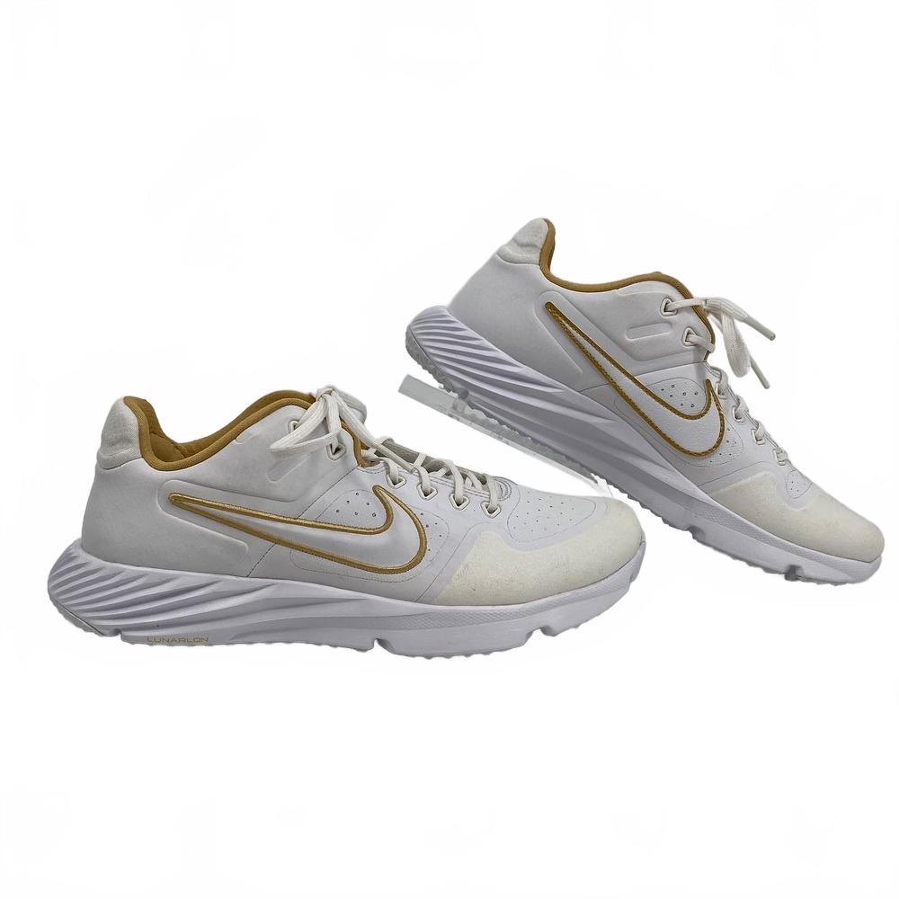 Nike White Gold Alpha Huarache Elite 2 Softball Cleats | Women’s 8.5